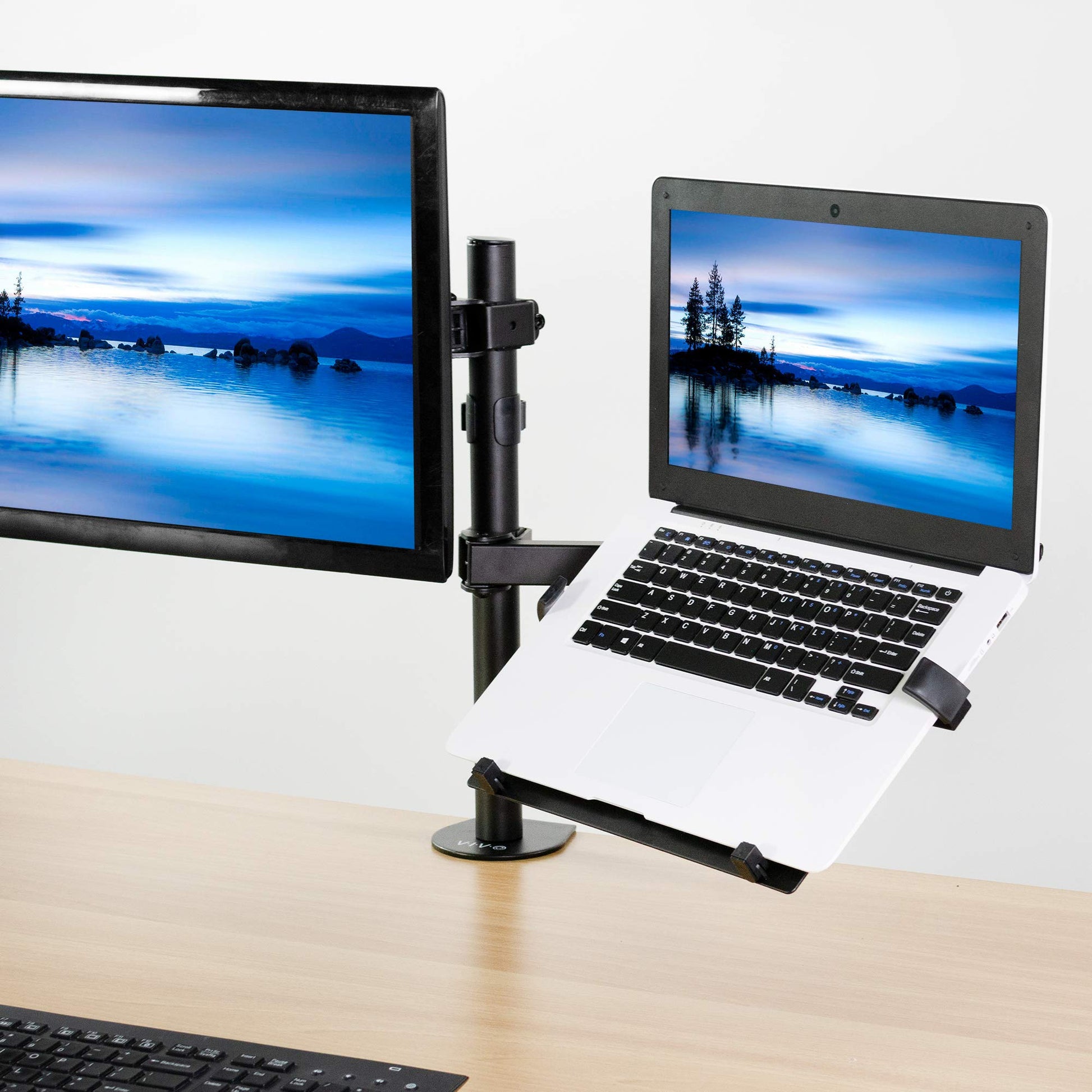 Soporte Universal Ajustable para Portátil Vivo Plata para Brazos de Monitor VESA