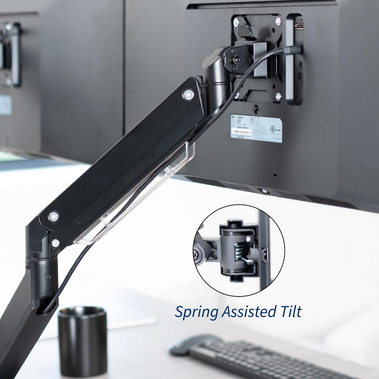 Soporte de Escritorio Vivo Negro para Dos Monitores Ultraanchos Ajustable neumáticamente