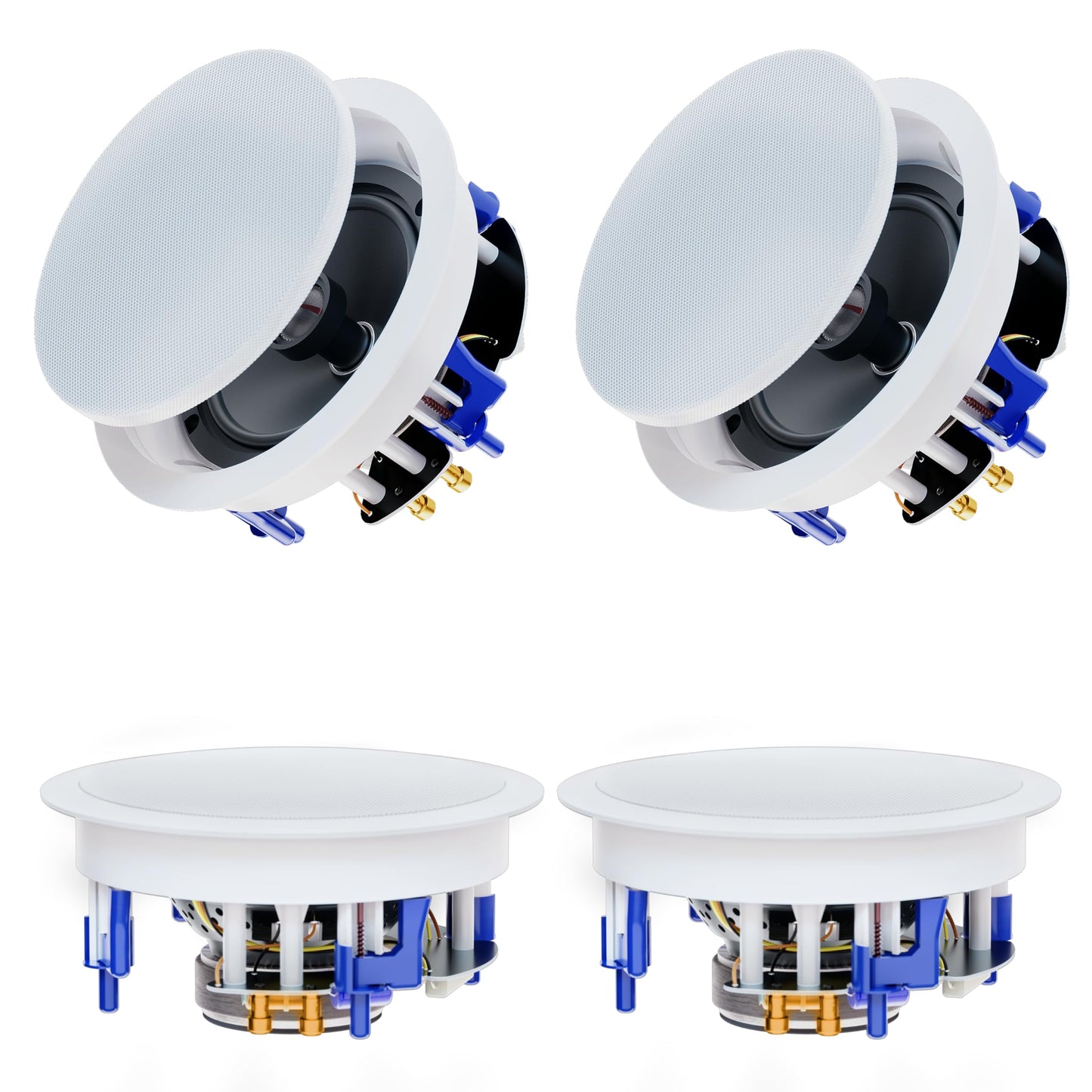 Paquete de altavoces de techo Herdio de 6.5'' 640W 2-vías con Bluetooth, excelente para sistema de cine en casa, sala de estar, oficina, montaje empotrado con cable (4 altavoces)