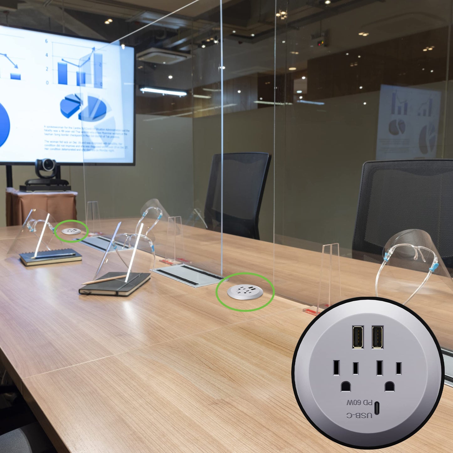 Ojal de Alimentación de Computadora TOPGREENER Gris con PD de 65 W y 1 Puerto USB-C para MacBook