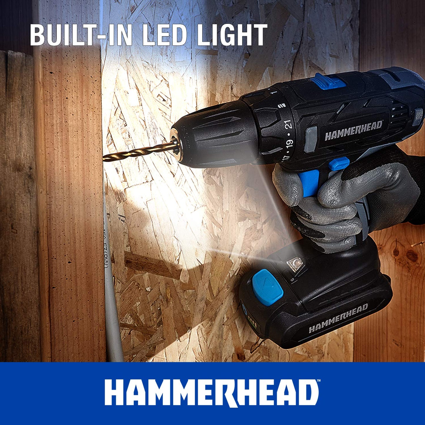 Hammerhead HCDD201 - Kit de taladro inalámbrico (20 V, 2 velocidades)