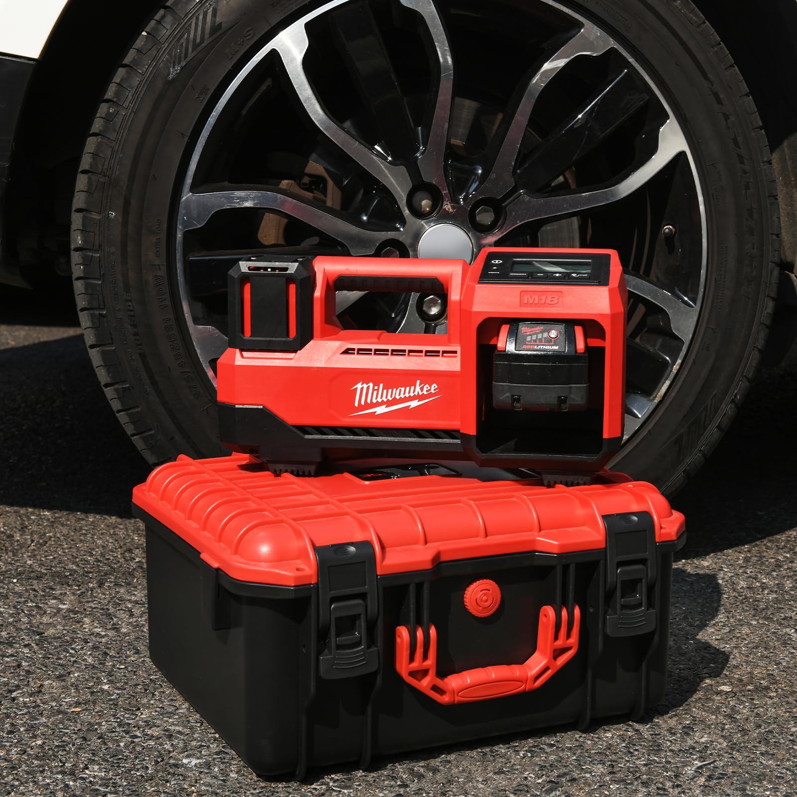Caja de almacenamiento impermeable para compresores de aire compatible con Milwaukee M18 Inflador 2848-20 (Solo Caja)
