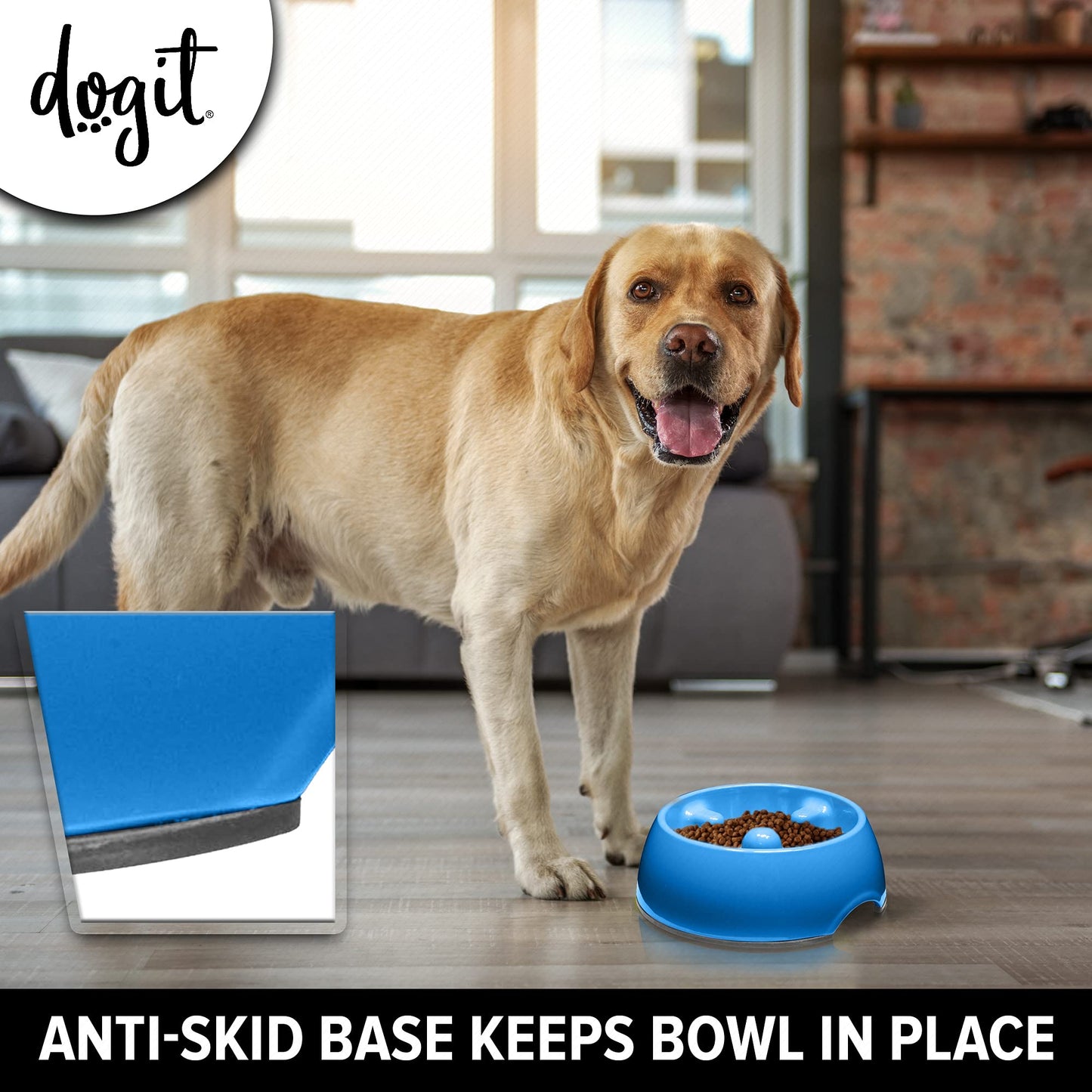 Comedero Lento Dogit Azul Anti-Gulping para Perros M