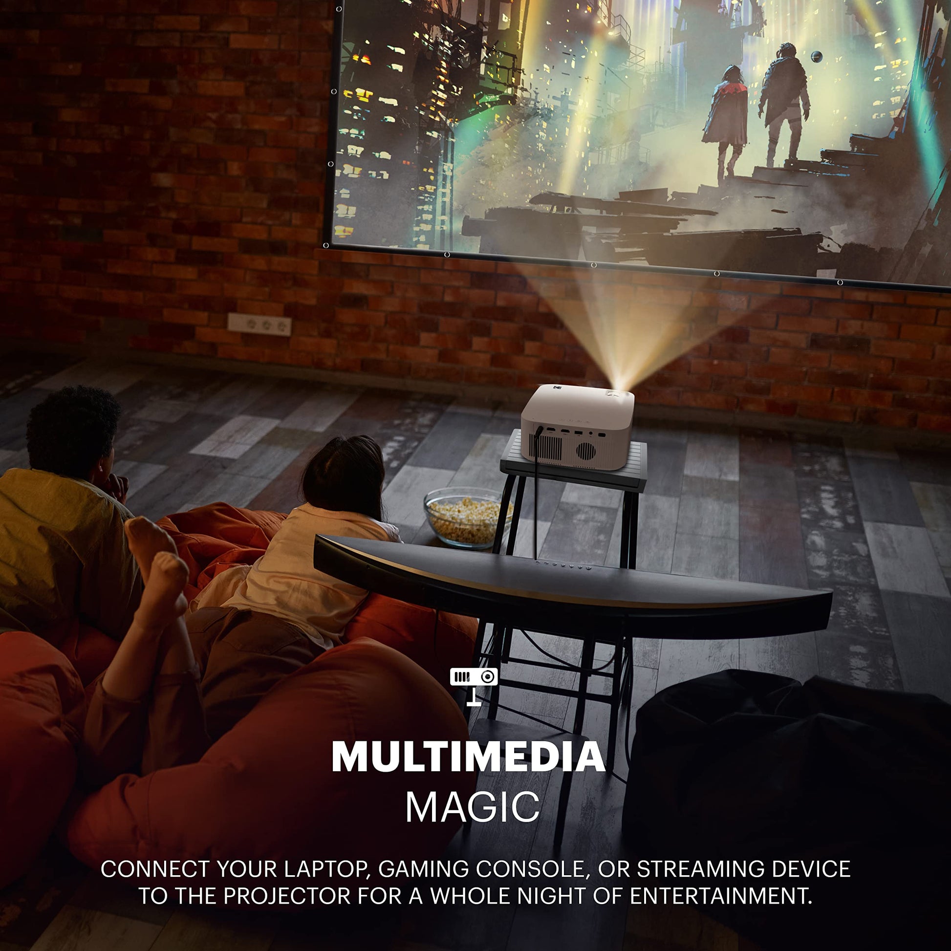 KODAK FLIK X10 - Kit de proyector multimedia Full HD | Mini sistema de cine en casa compacto portátil de 1080p con visualización de proyección de 100 pulgadas, control remoto, soporte de trípode,