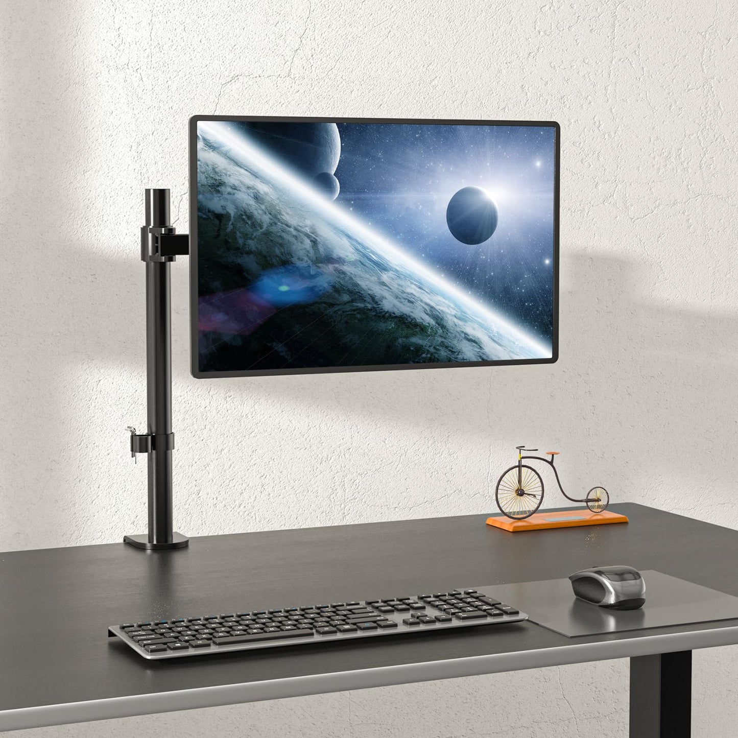 Soporte Monitor Individual WALI Negro Ajustable para Escritorio y VESA 75 & 100mm