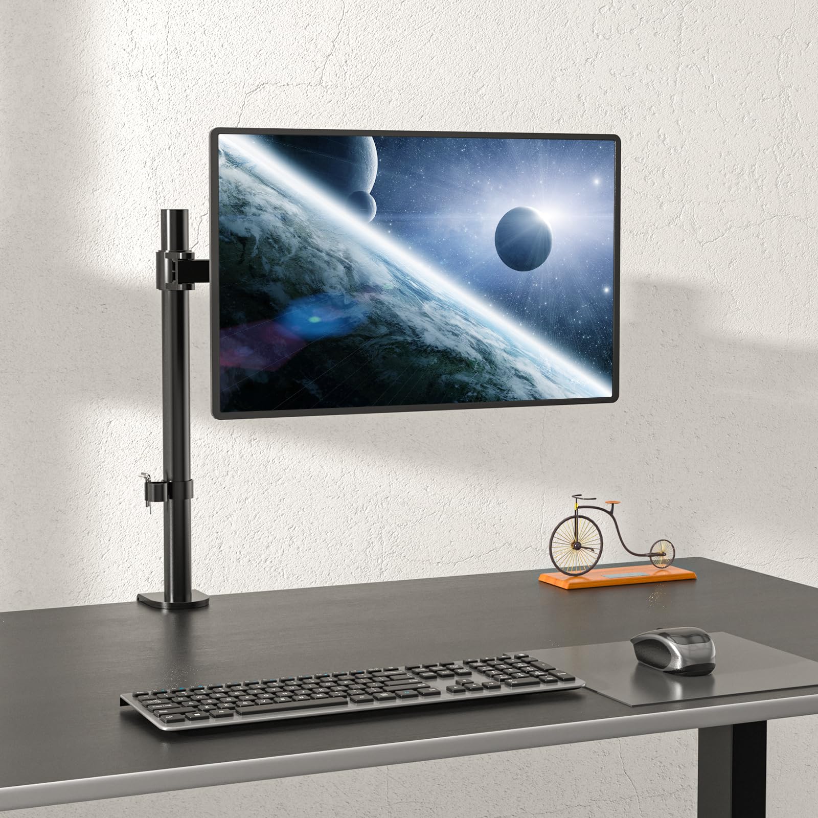 Soporte Monitor Individual WALI Negro Ajustable para Escritorio y VESA 75 & 100mm
