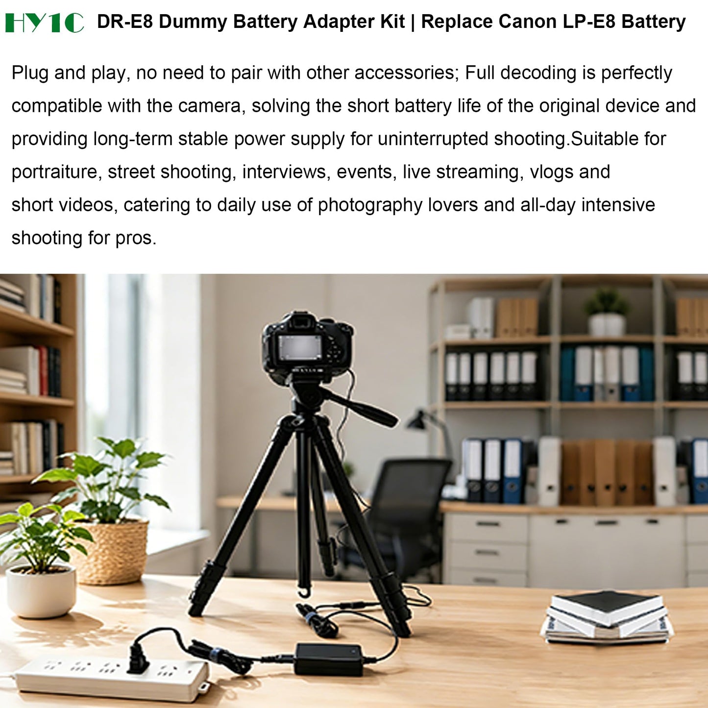 HY1C ACK-E8 Adaptador de corriente CA DR-E8 Acoplador DC Kit de batería simulada