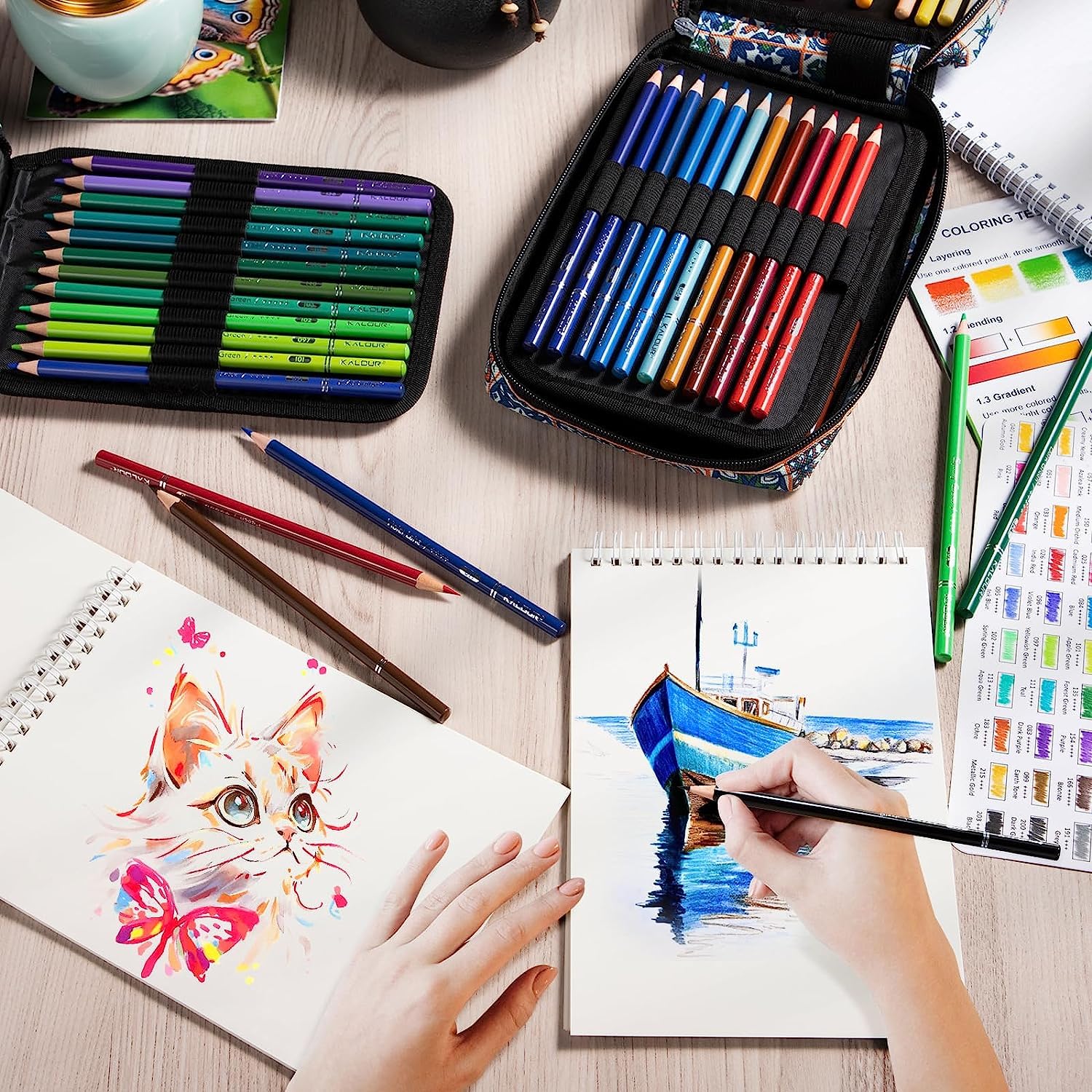 Lápices de Colores, Juego Profesional Lápices de colores de 50 Colores, Núcleos a Base de Cera Suave Numerados, Para Dibujar, Dibujar, Sombrear y Colorear