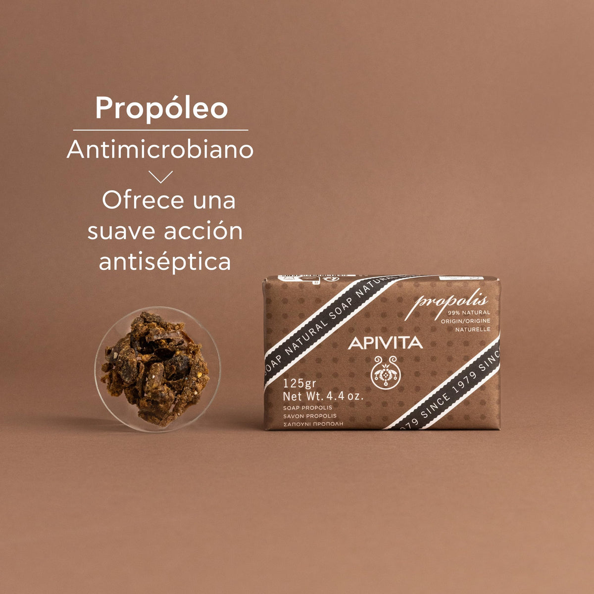Apivita Jabón Natural con Propóleo y Tomillo 125g – Limpieza Suave para Rostro y Cuerpo – 99% Ingredientes Naturales – Ideal para Piel Grasa y con Acné
