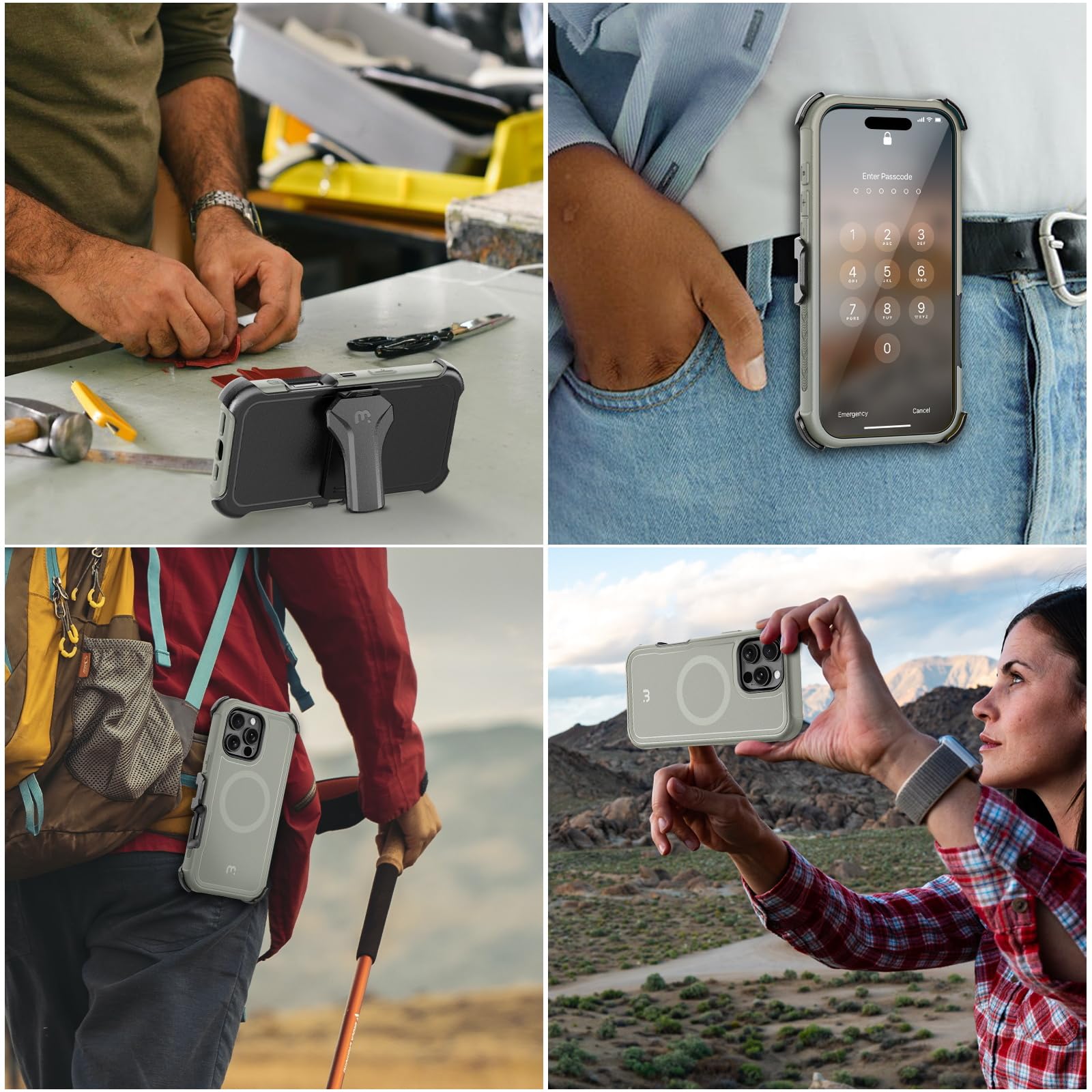 M MYBAT PRO Maverick Series - Funda para iPhone 16 Pro Max con clip para cinturón, compatible con Magsafe con protector de visualización, anticaídas, a prueba de golpes, soporte giratorio de 360°