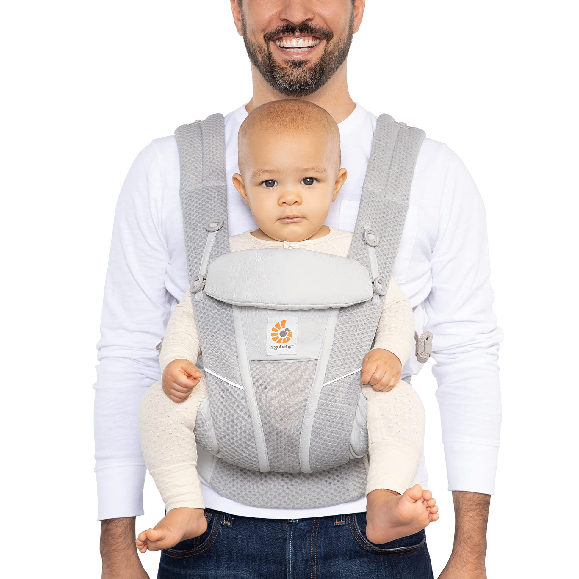 Portabebés Ergobaby Gris Perla de Malla Transpirable con Soporte Lumbar Mejorado y Flujo de Aire