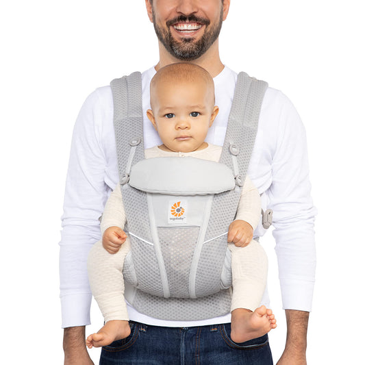 Portabebés Ergobaby Gris Perla de Malla Transpirable con Soporte Lumbar Mejorado y Flujo de Aire