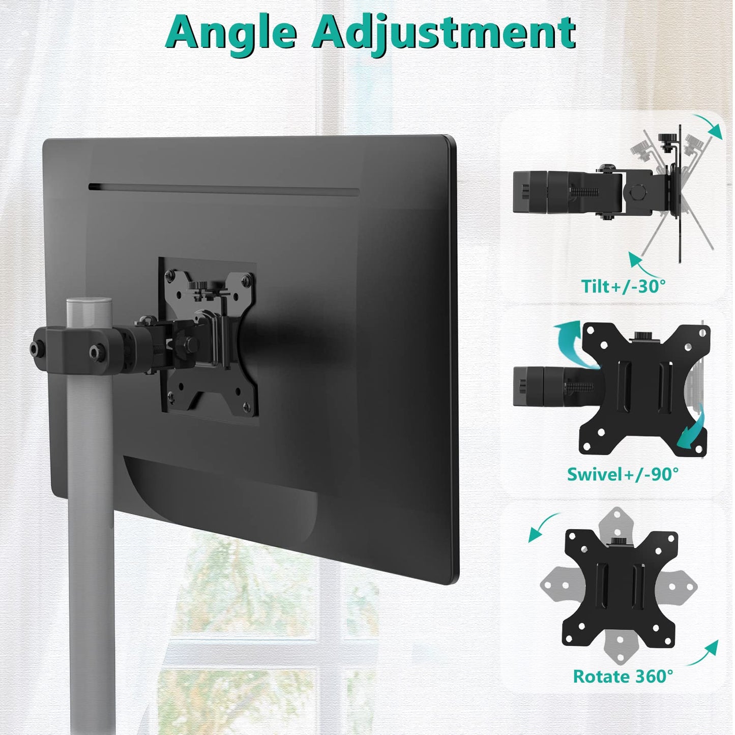 Placa de Montaje Universal WALI Negro con Compatibilidad para Postes de 1.1 a 2.4 Pulgadas y Agujeros 75 x 75 mm y 100 x 100 mm