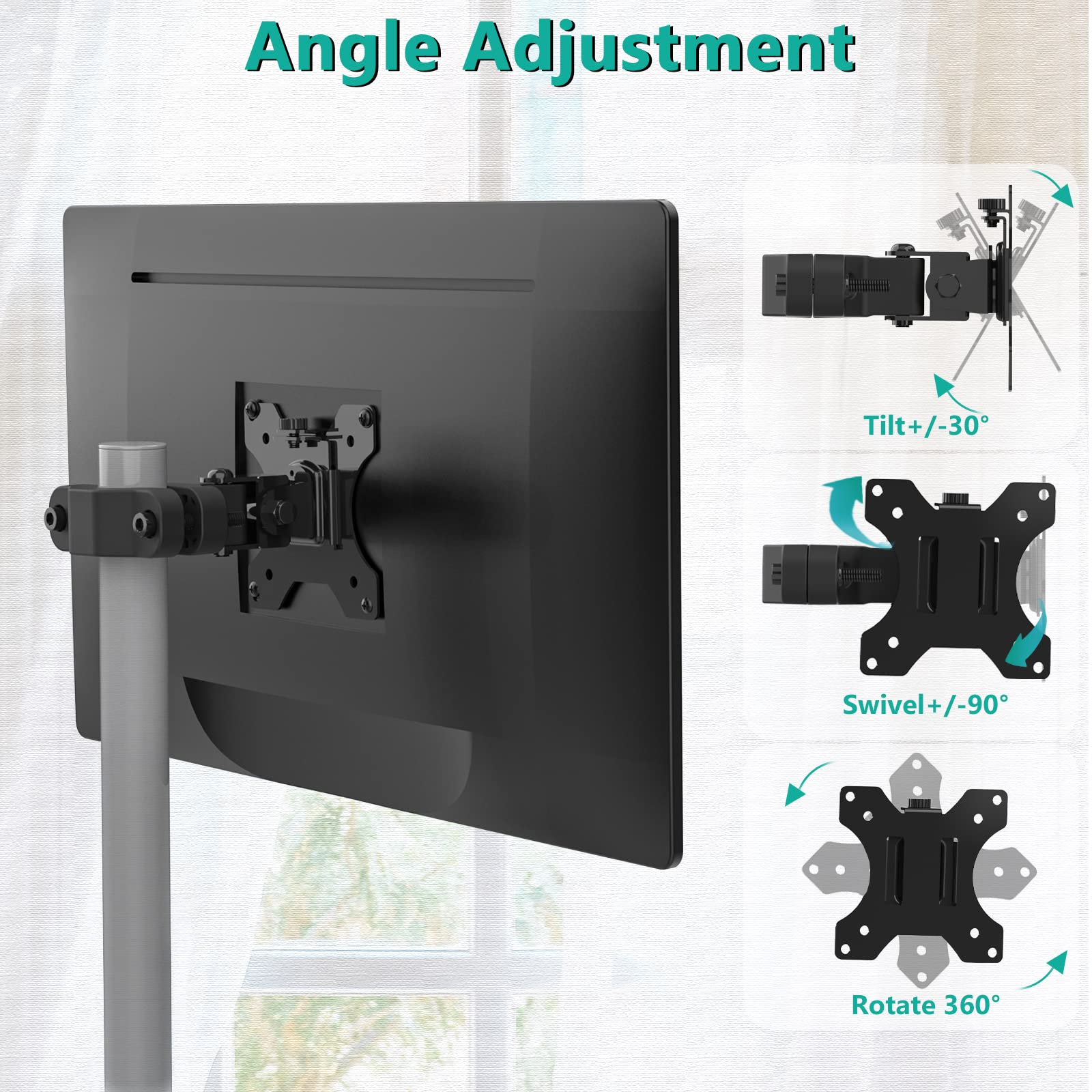 Placa de Montaje Universal WALI Negro con Compatibilidad para Postes de 1.1 a 2.4 Pulgadas y Agujeros 75 x 75 mm y 100 x 100 mm