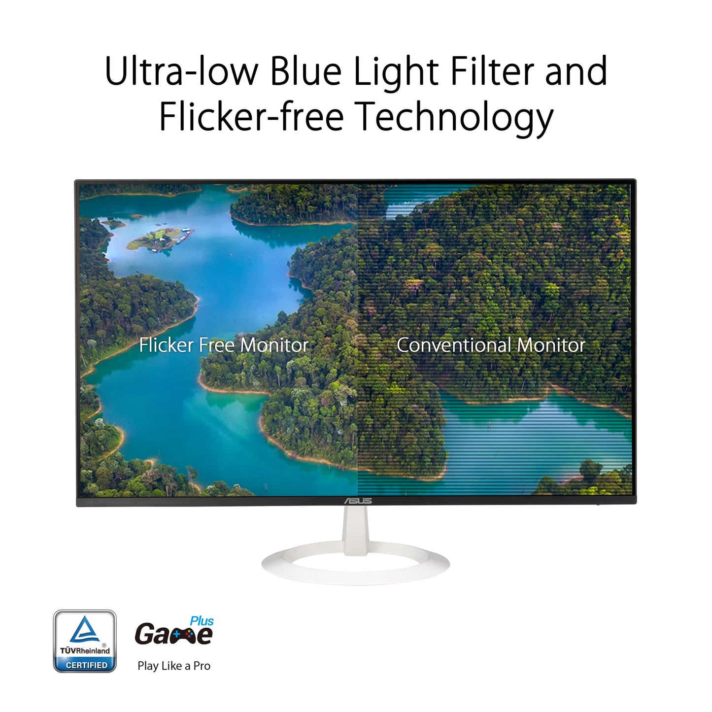 ASUS Monitor de Cuidado Ocular de 27 Pulgadas (27 Pulgadas Visible) (VZ27EHF-W) - Full HD (1920 x 1080), IPS, 100Hz, 1ms, sin Marco, sincronización adaptativa, HDMI, luz Azul Baja, sin Parpadeo