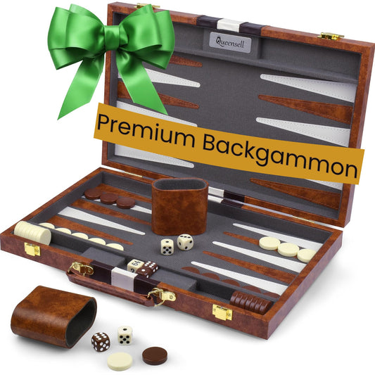 Juego de Backgammon Queensell Rojo Viaje para Adultos y Niños