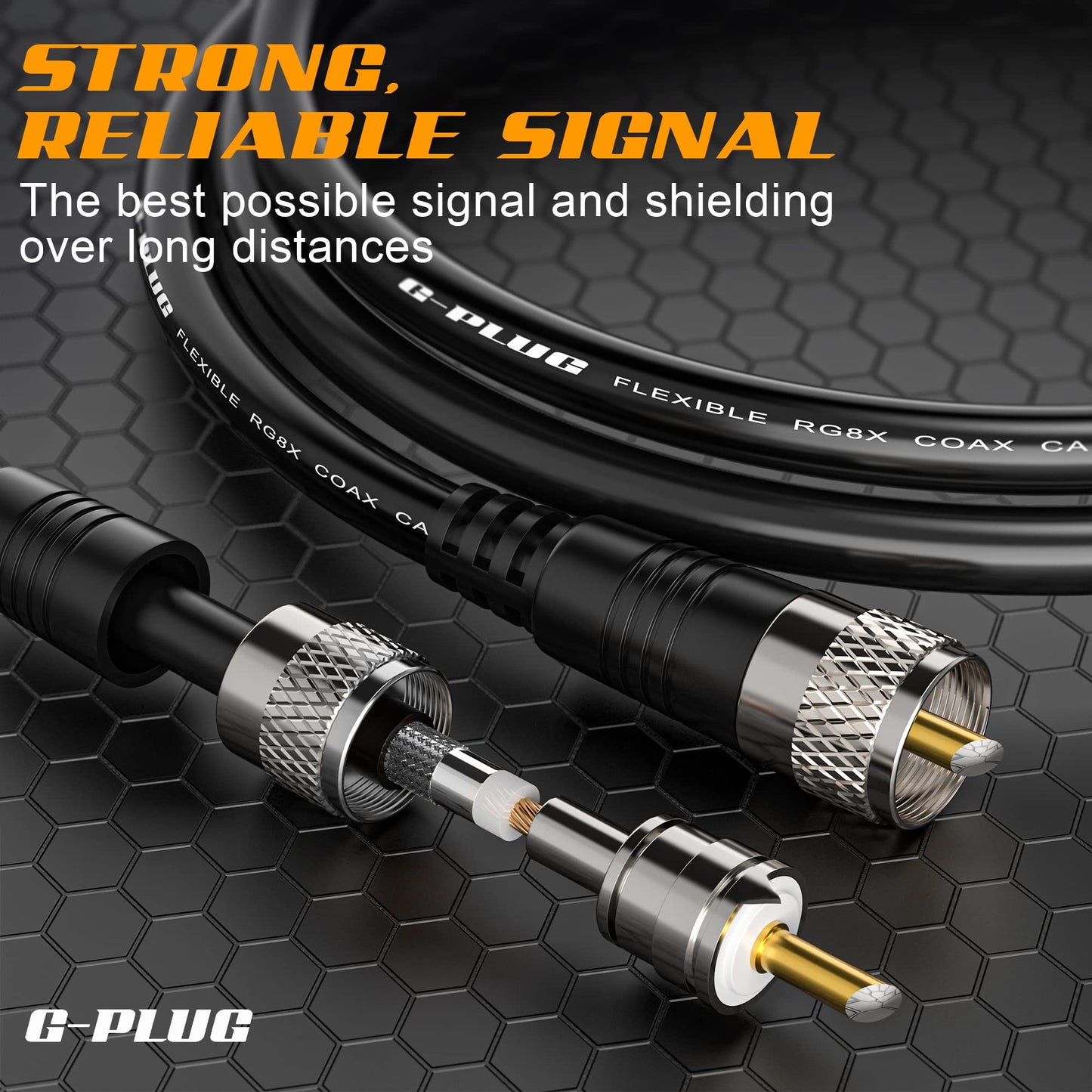 Cable coaxial RG8X de 15 pies – coaxial de baja pérdida de 50 ohmios con conectores PL259 – núcleo de cobre puro, doble blindaje, cubierta de PVC impermeable – para radio CB y HAM, medidor SWR
