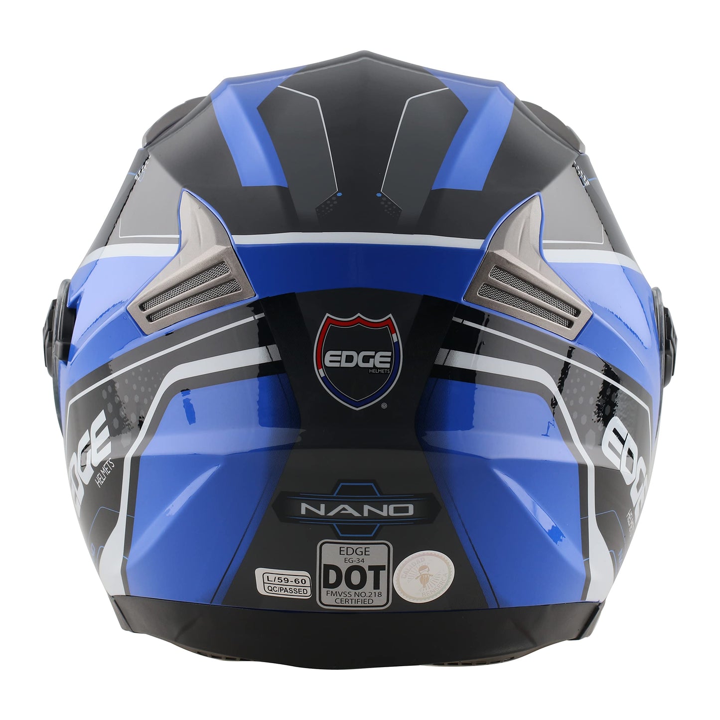 Casco Motocicleta Abierto Semi-Integral Marca Edge - Jaguar - Visor ANTIVAHO - Certificado Dot - Cascos Motocross Pegatina Pegatinas Protector Mujer Hombre (Azul Brillante, Large)