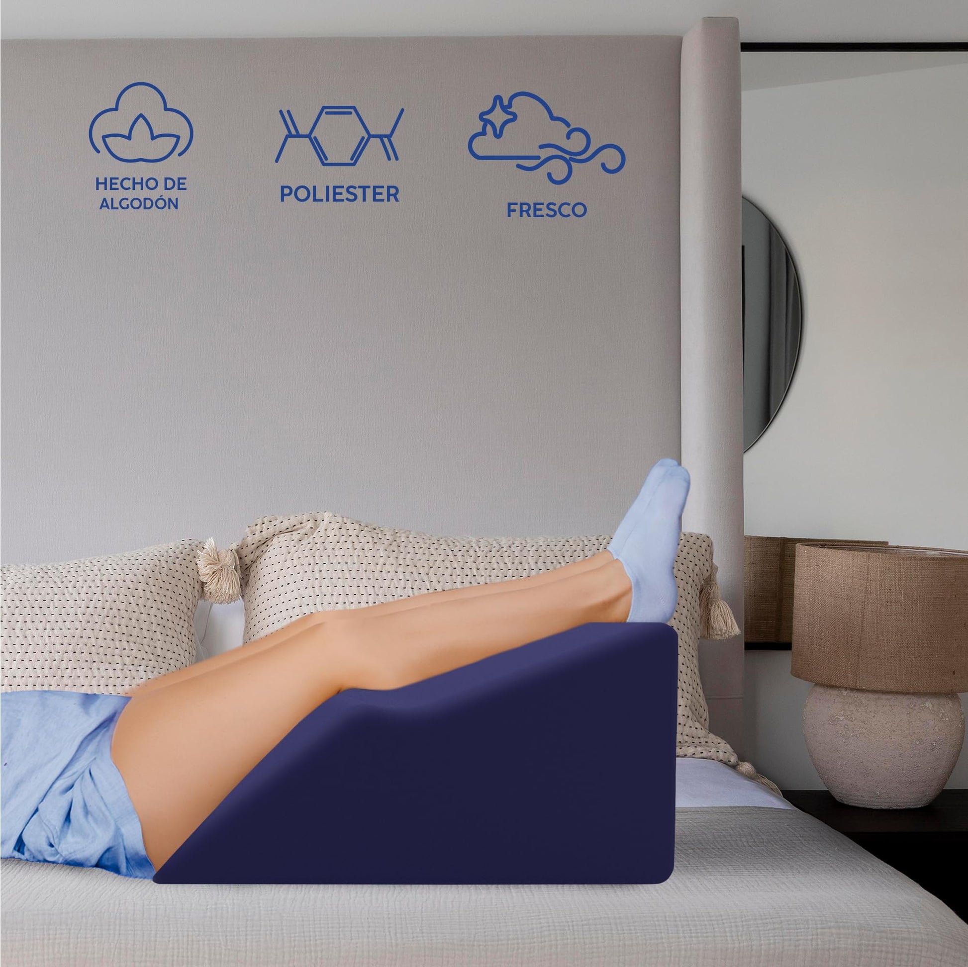 Almohada Elevación de Piernas DR JOOHN Marino para Retorno Venoso y Varices