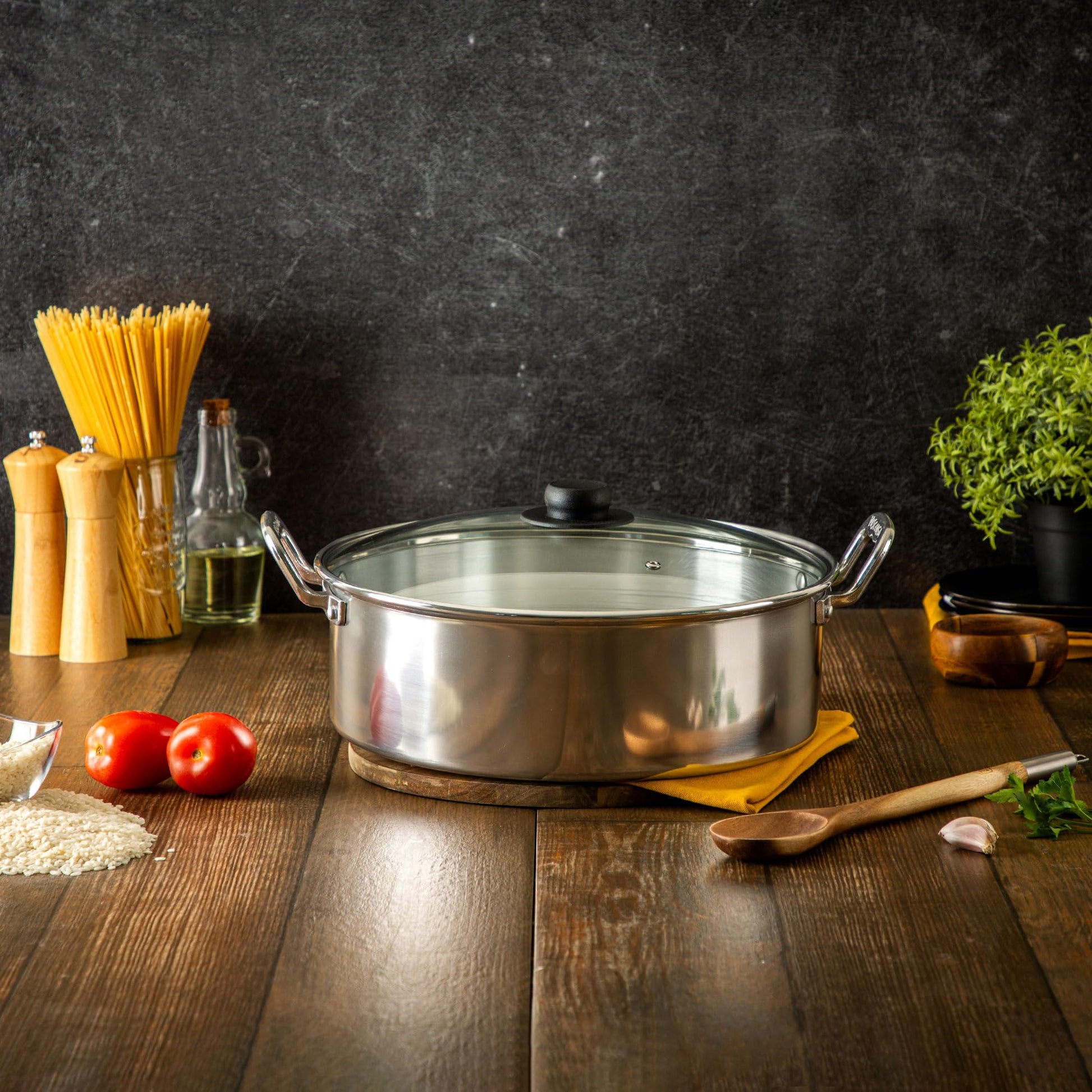 Arrocera Aluminio Vasconia Plata 32 cm 8 Litros