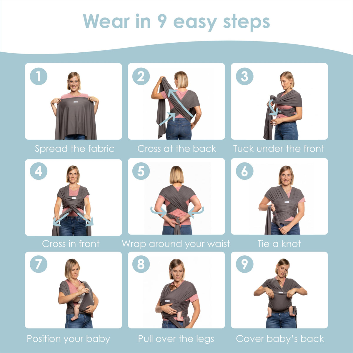 Sleepy Wrap - Envoltura portabebés para bebés de 7 a 35 libras, ligera