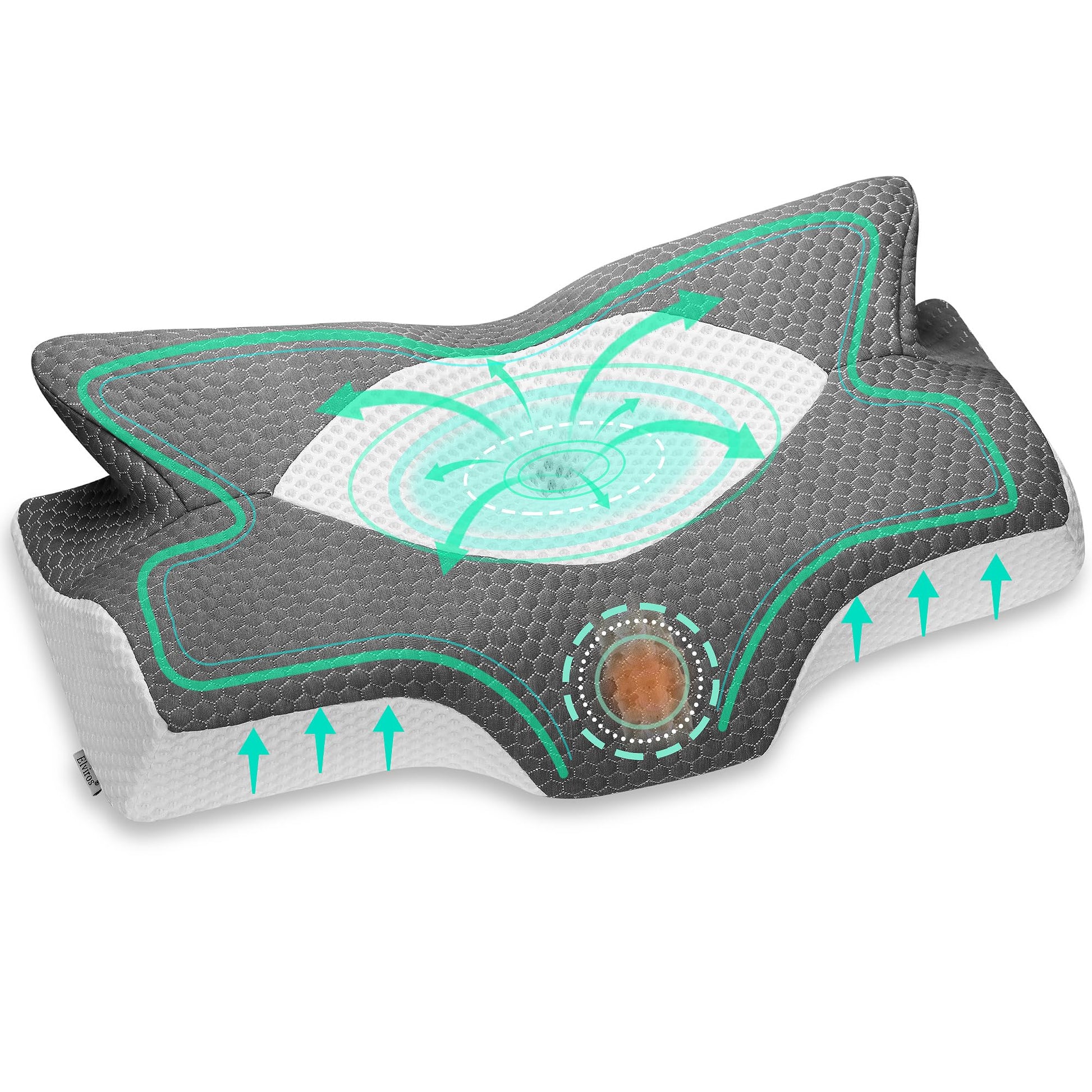 Almohada Cervical Elviros Blanca Espuma Viscoelástica Contorno Ergonómica Ortopédica para Dormir de Lado, Frente y Espalda