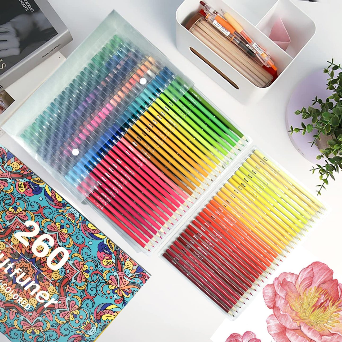 Lápices de Colores, Juego Profesional de 260 Colores, Núcleos a Base de Cera Suave Numerados, Para Dibujar, Dibujar, Sombrear y Colorear