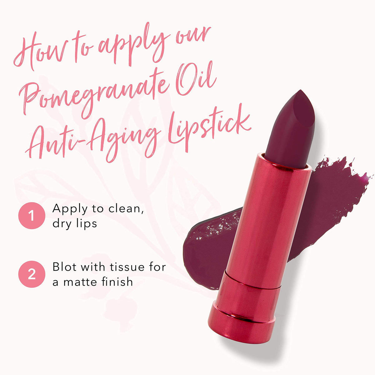 100% PURE Pomegranate Oil Anti-Aging Lipstick (Fruit Pigmented), Black Rose, Long Lasting, Satin Finish, Vibrant Color, Moisturizing Cocoa Butter (Cool Deep Wine) - 0.15 oz