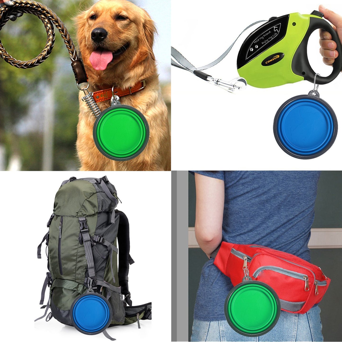 Platos para Perro Wolfi Plegables y Portátiles Grado Alimenticio Libre de BPA para Viajar