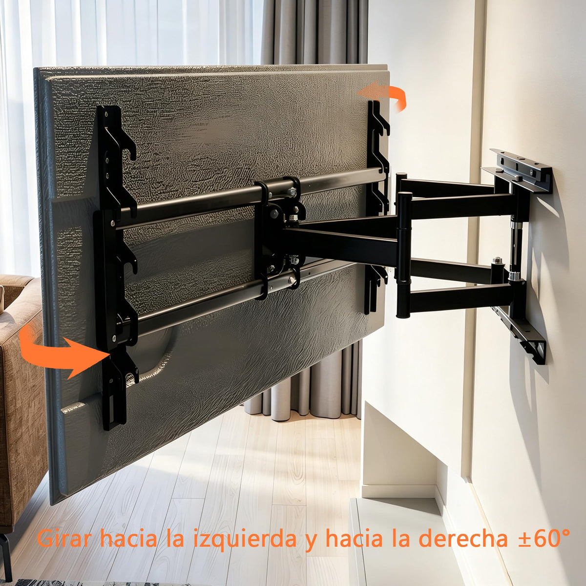 Soporte de TV COUWELL Negro Inclinable y Giratorio para Pantallas de 43 a 100 Pulgadas