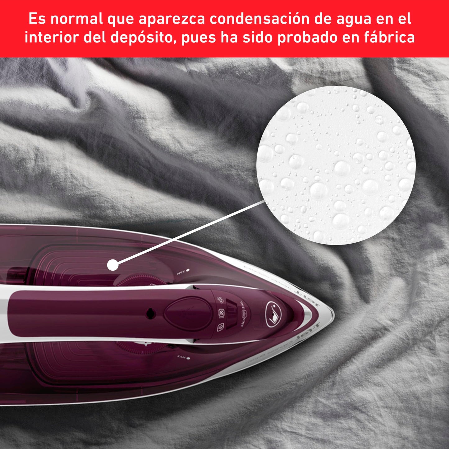 Plancha de Vapor T-FAL Navy Vino Suela de Cerámica True Ceramic Glide Planchado Rápido