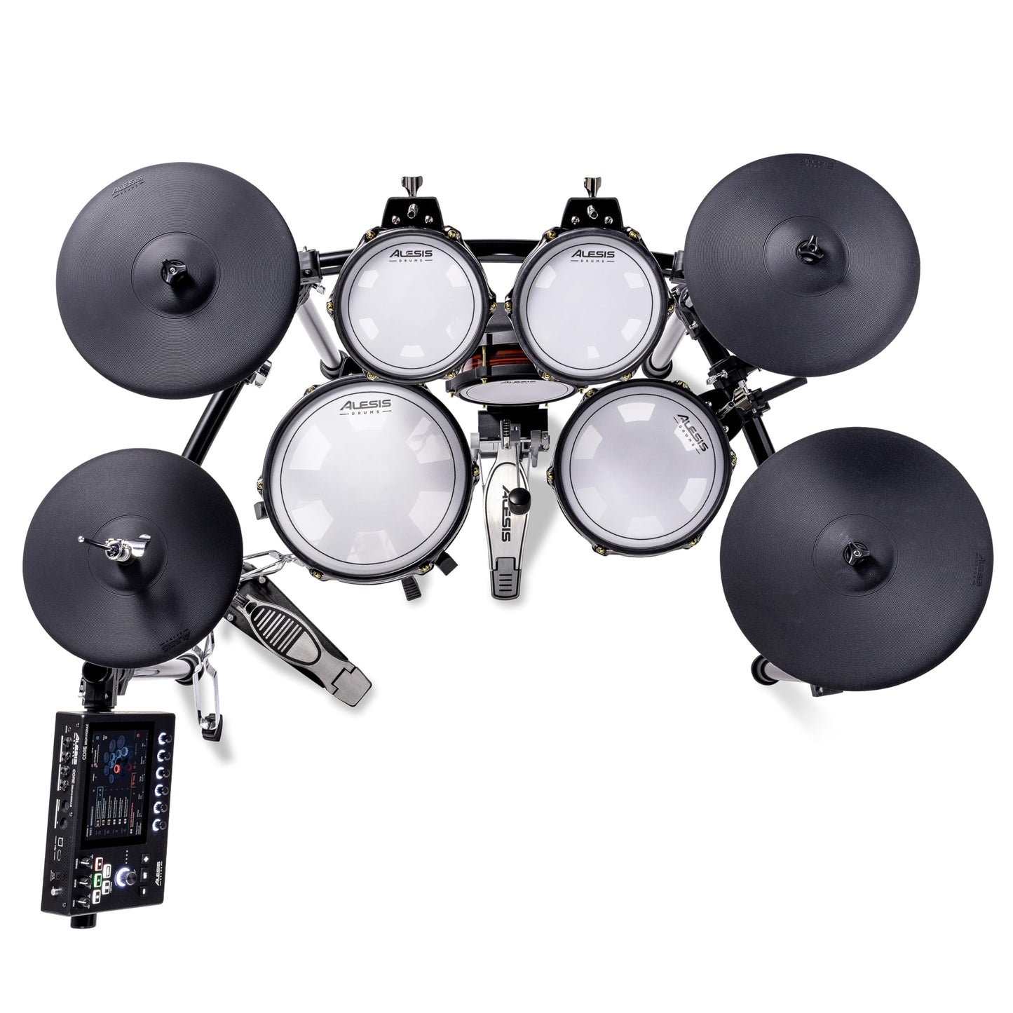 Alesis Strata Core - Kit de Batería Electrónica con Pantalla Táctil, Platillos de Triple Zona, Hi-Hat Magnético Activo y Parches de Malla de Doble Zona