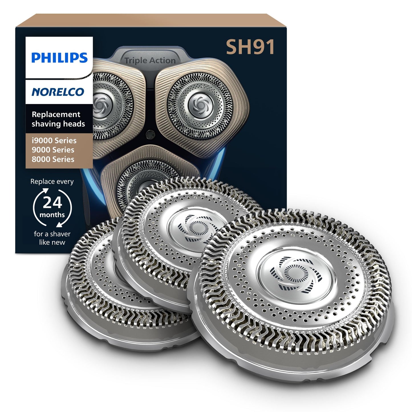 Philips Norelco Cabezal de afeitado para afeitadora serie 9000, SH91/52