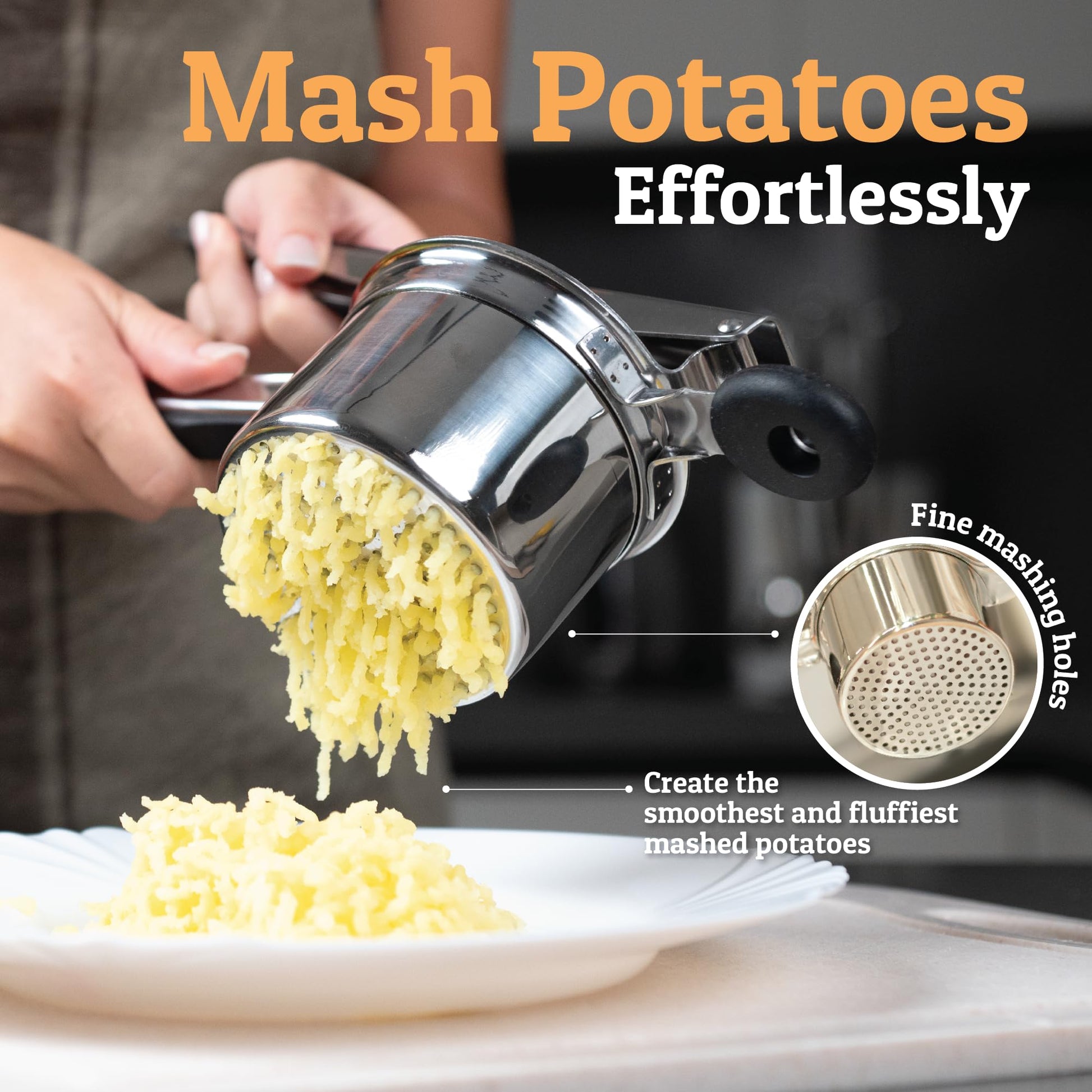 Rizador de Patatas PriorityChef Grande Acero Inoxidable 15 onzas con 3 Discos