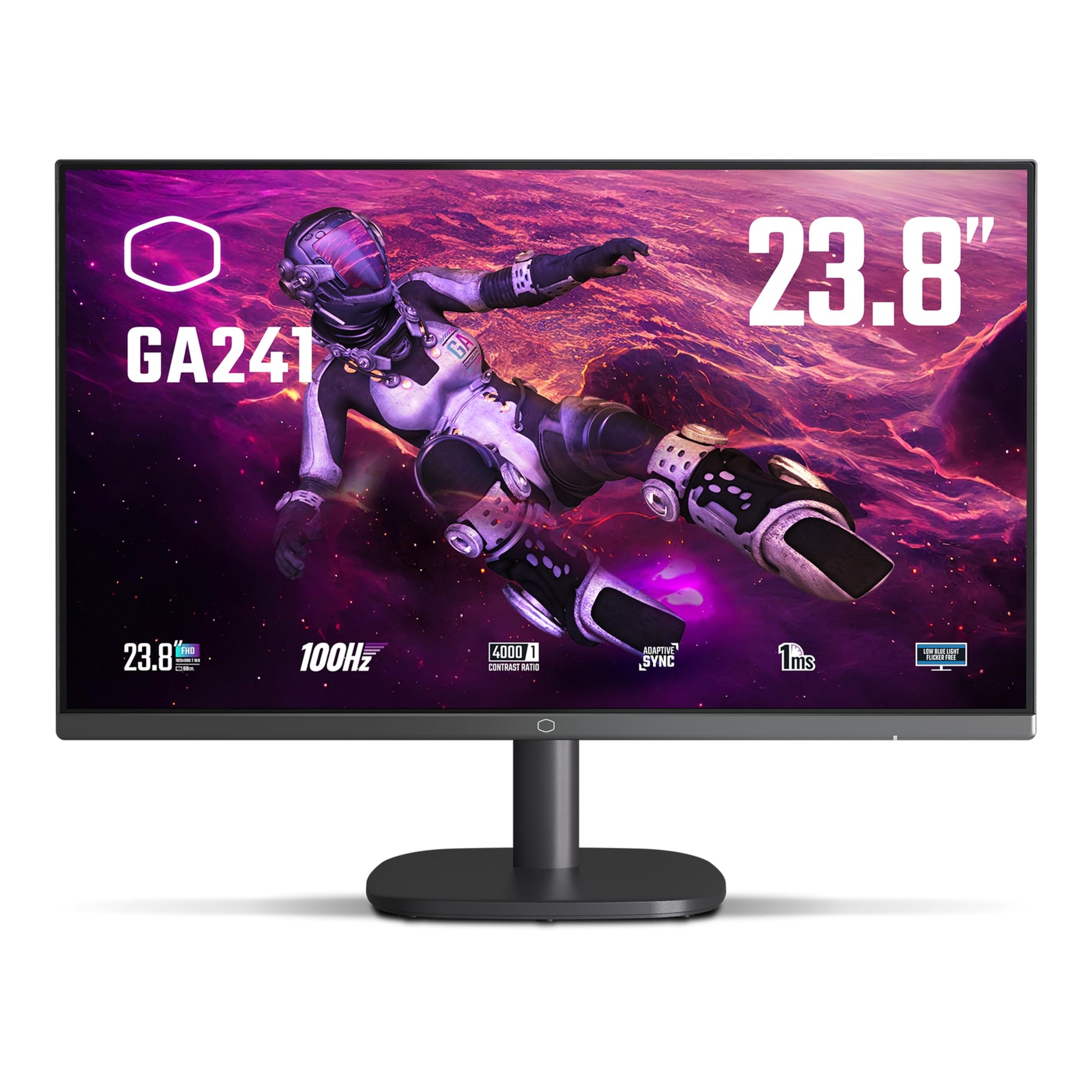 COOLER MASTER Monitor Gaming GA241, 23.8 Pulg, FHD 1920x1080, 1ms, 100Hz, 1xHDMI, 1xVGA, Adaptive Sync
