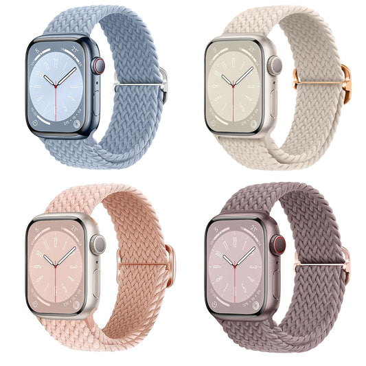 Correa Trenzada Elástica Compatible con Apple Watch Multicolor Set de 4 Piezas