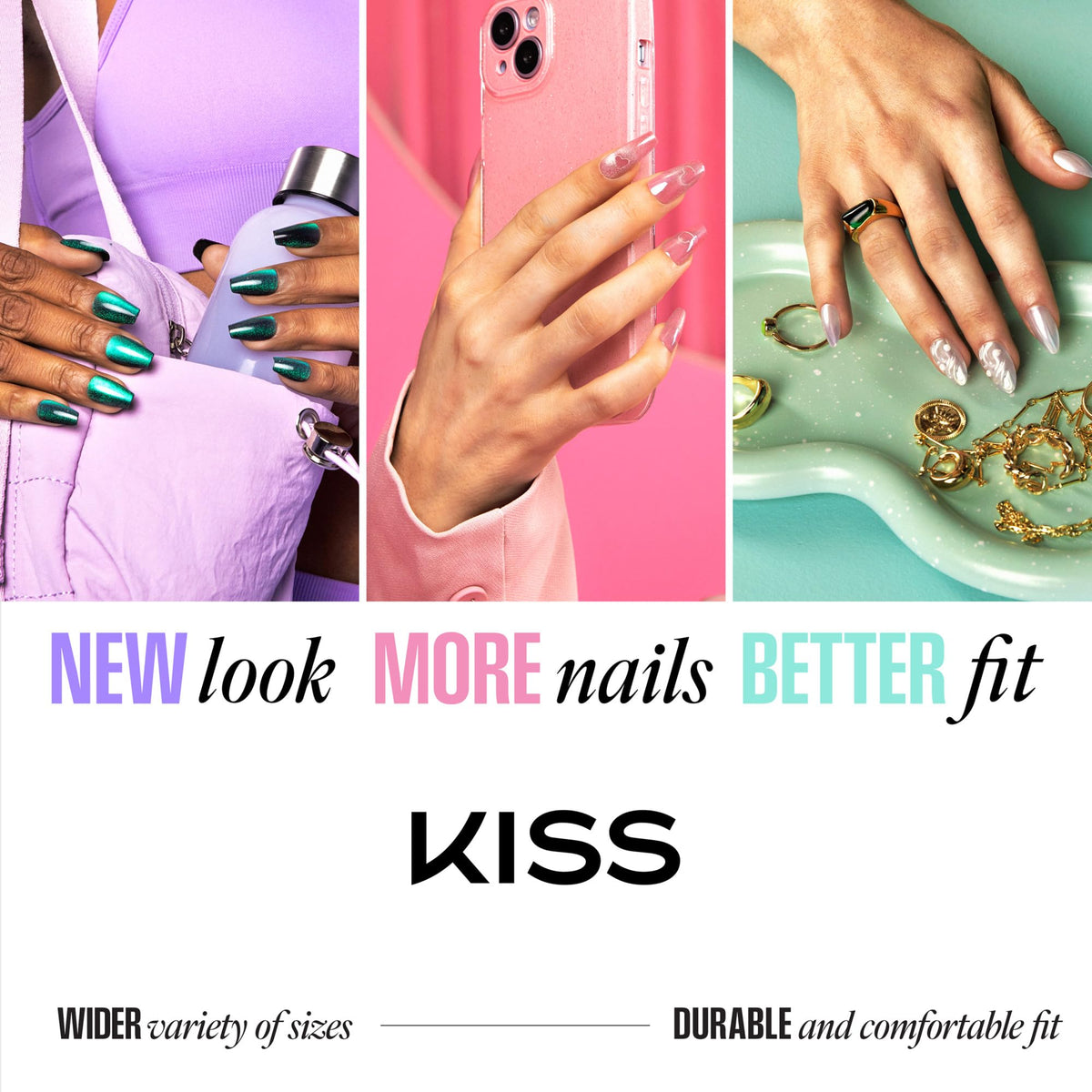 Uñas Postizas Kiss Rosa Almendradas Medianas 'My Time' con Pegamento Incluido