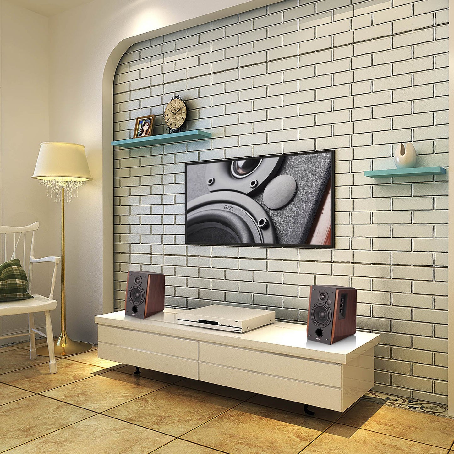 Edifier Bocinas Bluetooth para estantería, R1700BT monitores Activos de Estudio de Campo cercano, bocinas alimentadas 2.0, configuración de Caja de Madera, 66 W RMS