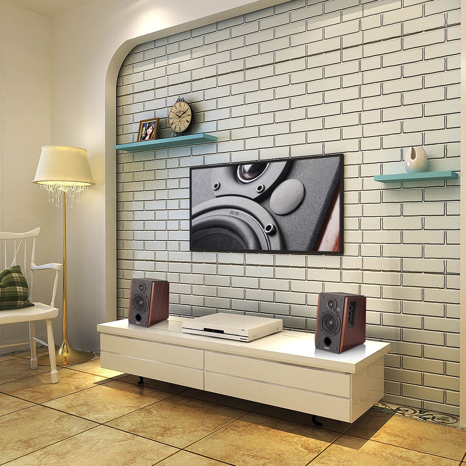 Edifier Bocinas Bluetooth para estantería, R1700BT monitores Activos de Estudio de Campo cercano, bocinas alimentadas 2.0, configuración de Caja de Madera, 66 W RMS