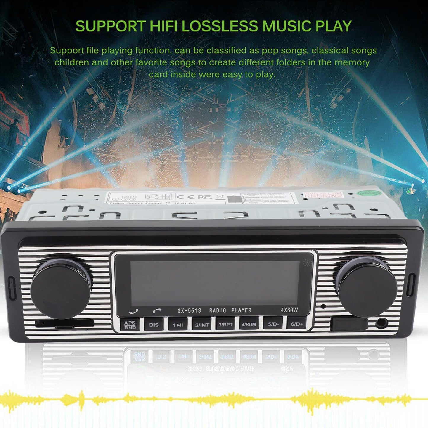 Radio Bluetooth para Automóvil, Estéreo Clásico Reproductor MP3 con USB, SD, AUX Y FM, Unidad De Montaje En Tablero