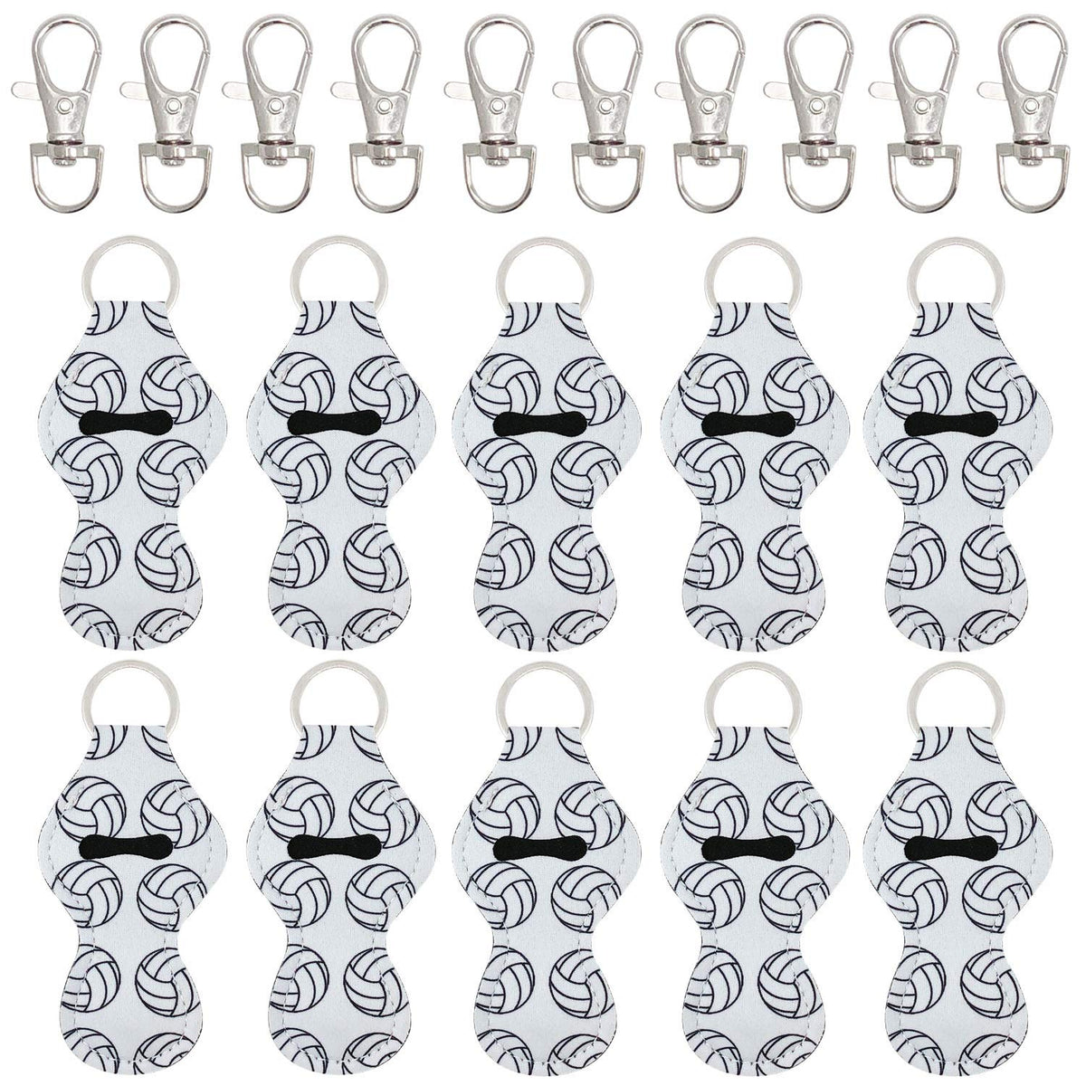 allydrew - Paquete de 10 llaveros con 10 cierres de metal, VOLLEYBALL, 10 Pack with 10 Pieces Metal Clasps