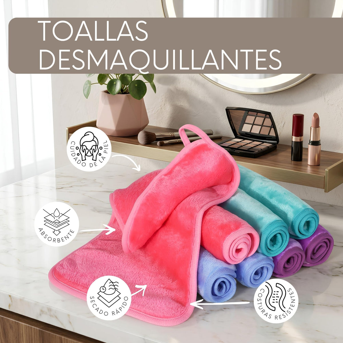 Triko 8 Piezas Pads Desmaquillantes Reutilizables de Microfibra, Toallas Desmaquillantes Suaves para Limpieza Facial, Remueven Maquillaje con Agua, Uso Diario y Viaje