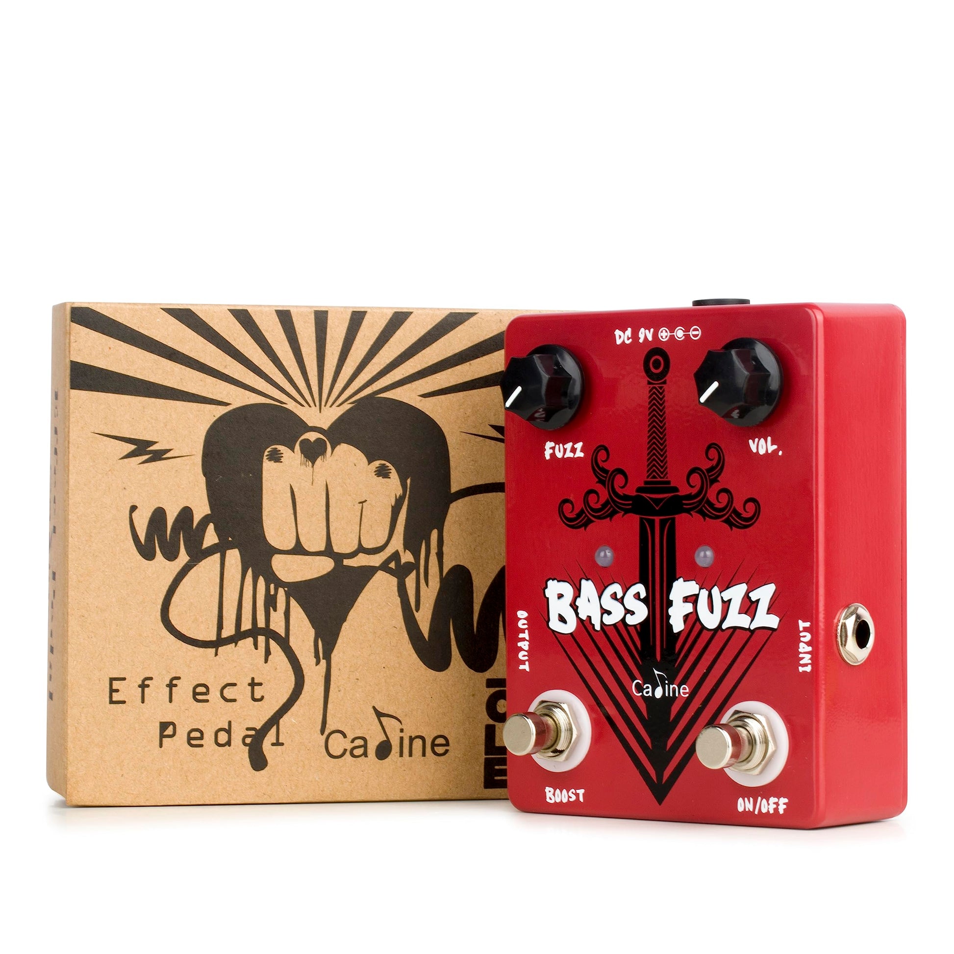 Caline CP-82 Pedal de bajo FUZZ con efecto Boost True Bypass 9V Pedal de bajo