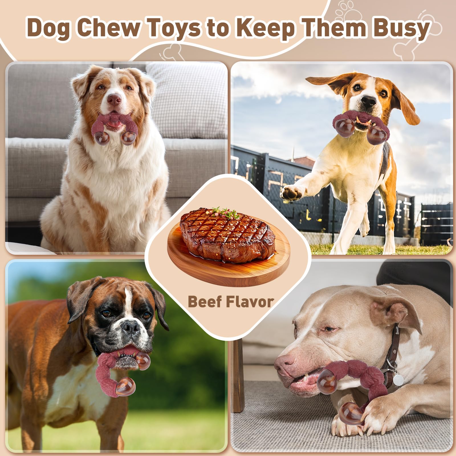 BIKIISEN - Juguetes para perros grandes: masticables y chirriantes, interactivos para aldeaños ataques de visitante
