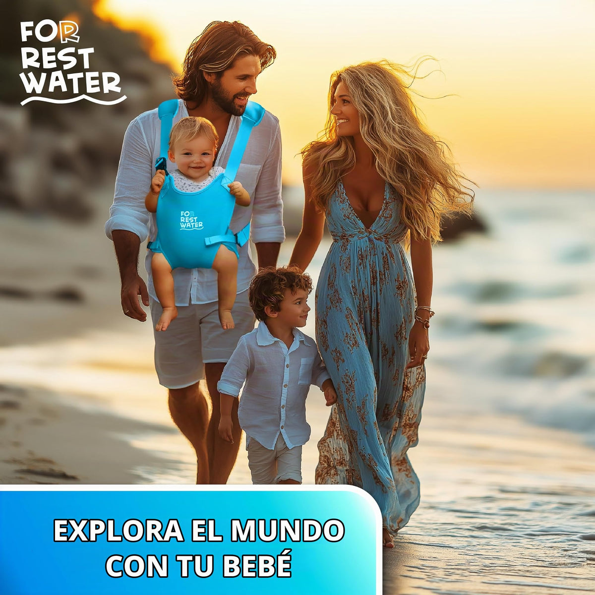 Portabebés para agua de descanso – Eslinga ergonómica de neopreno de alta calidad para diversión en agua y tierra cálida y segura (4-24 meses) – Arnés ajustable para bebés y niños pequeños (Lightblue)