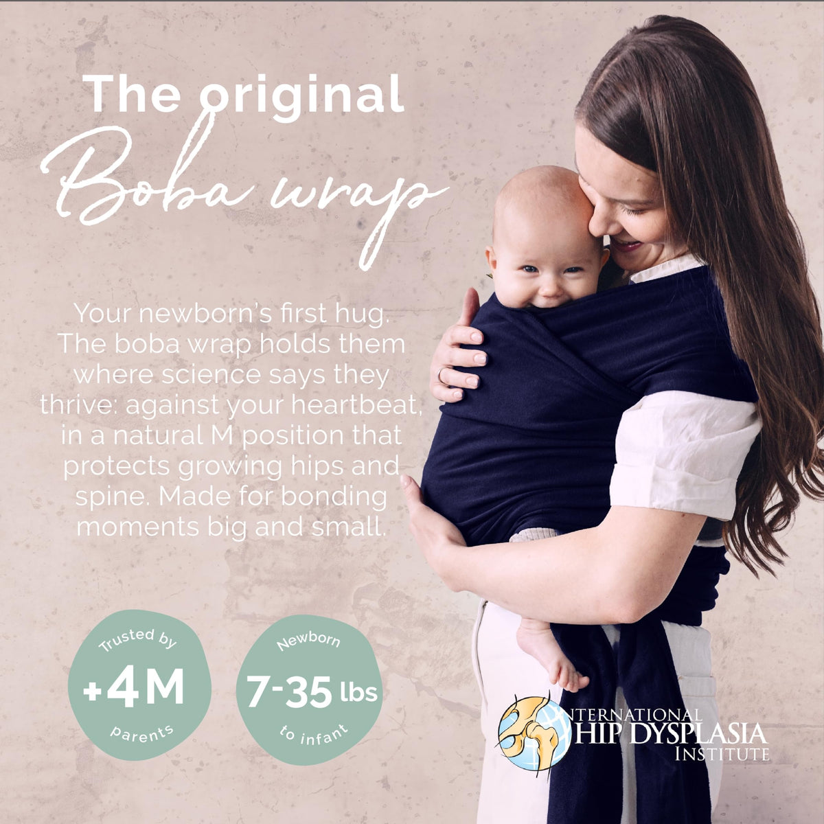 Boba Fular Elástico Portabebé Boba Wrap, para Bebés Recién Nacidos y Niños Hasta 16 Kg (Navy Blue)