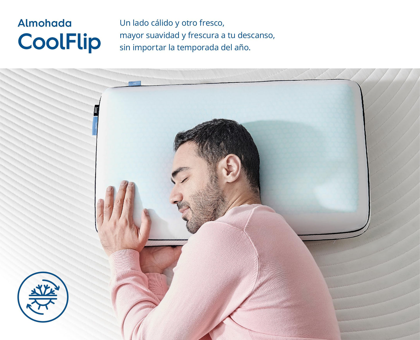 Luuna Almohada Cool Flip, King Size, Reversible con un Lado Cálido y Otro Fresco para Cada Época del Año, Suavidad y Frescura Garantizada, Hecho en México
