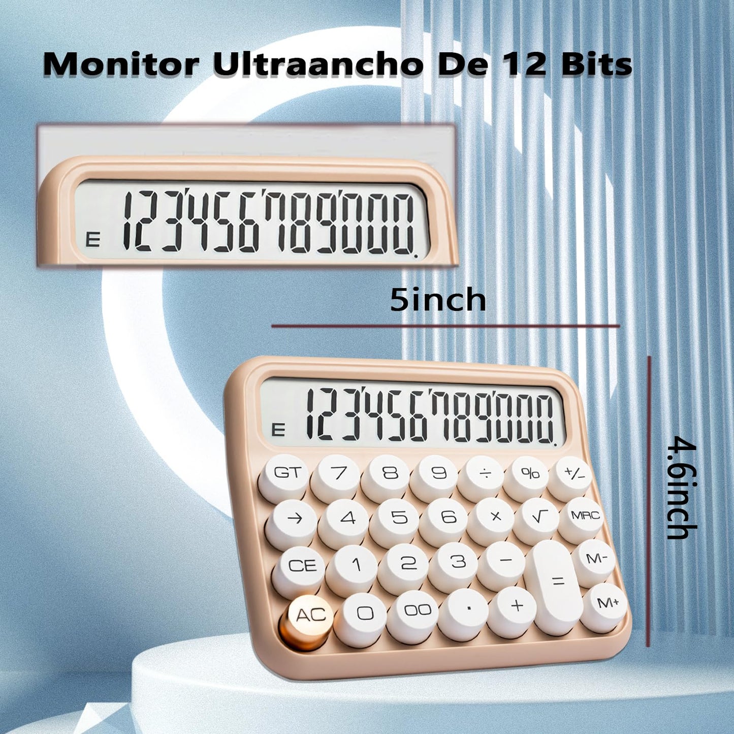 Calculadora UWEHBD Rosa con Pantalla LCD Extra Grande y 12 Dígitos para Oficina y Escuela