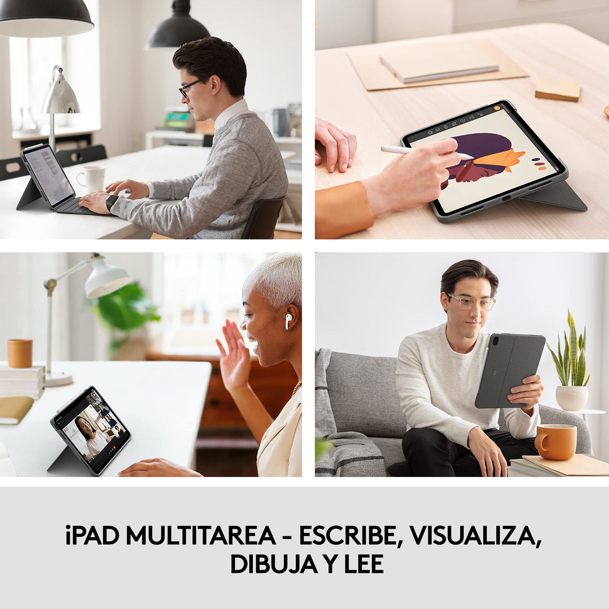 Funda con Teclado Retroiluminado Logitech Grafito Combo Touch iPad Air 4ta y 5ta Gen