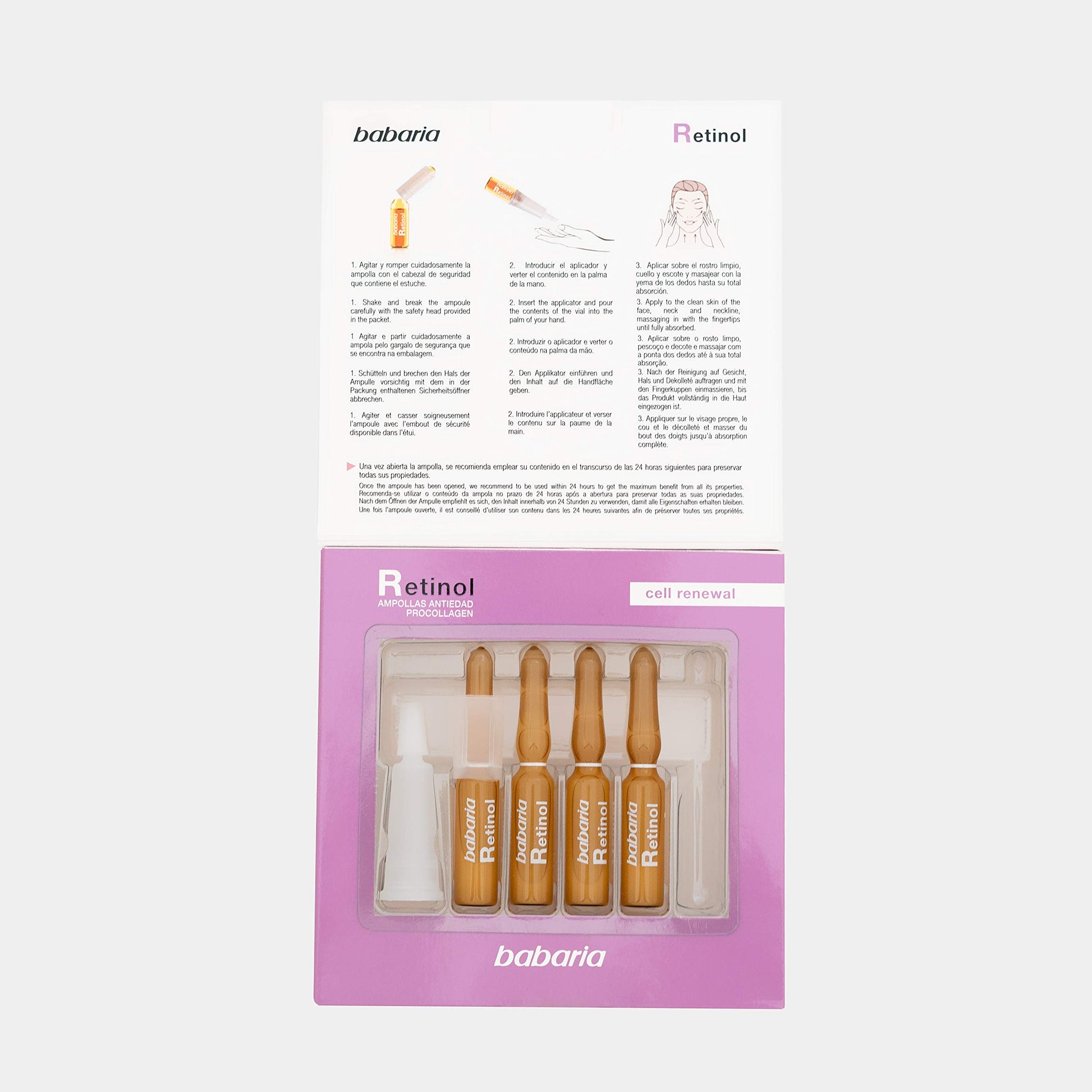 Babaria Ampollas Tratamiento Anti-Edad Retinol, Transparente, 5 x 2 ml